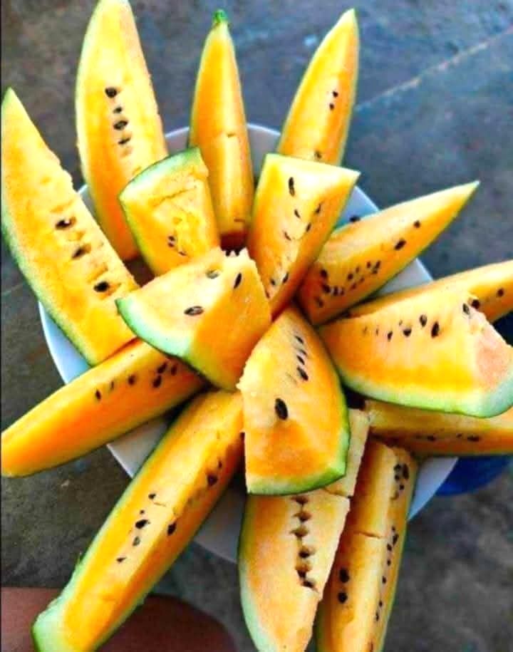 Sliced yellow watermelon from Santa Rosa, Laguna
