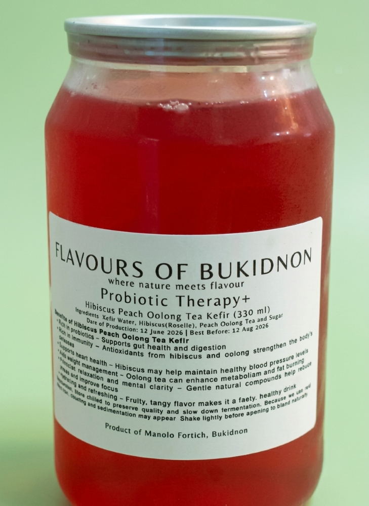Flavours of Bukidnon Probiotic Therapy+ – Hibiscus Peach Oolong Tea Kefir